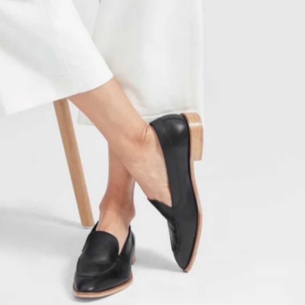 Everlane The Modern Loafer in Black Leather Almond Toe Size 9